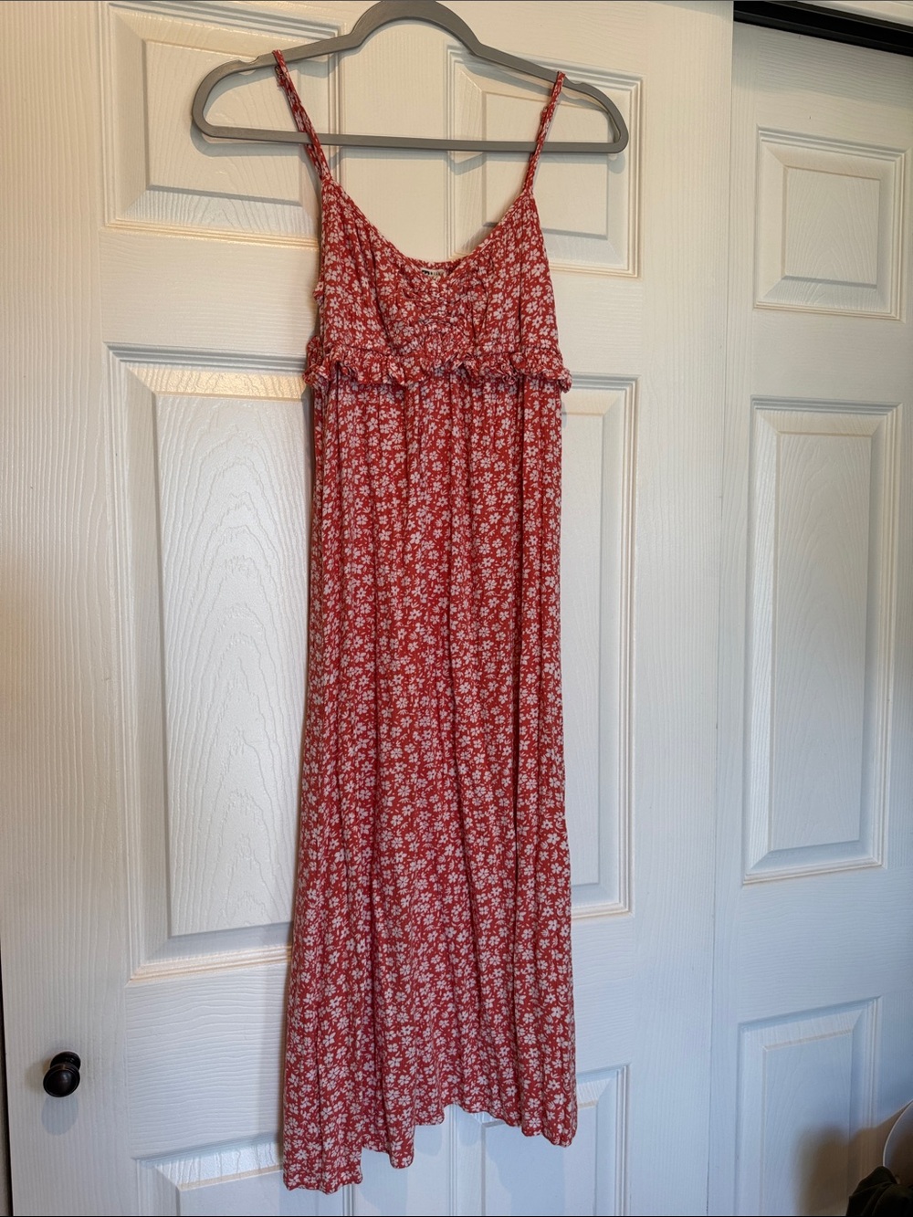 Billabong Red Floral Spaghetti-Strap Maxi Dress